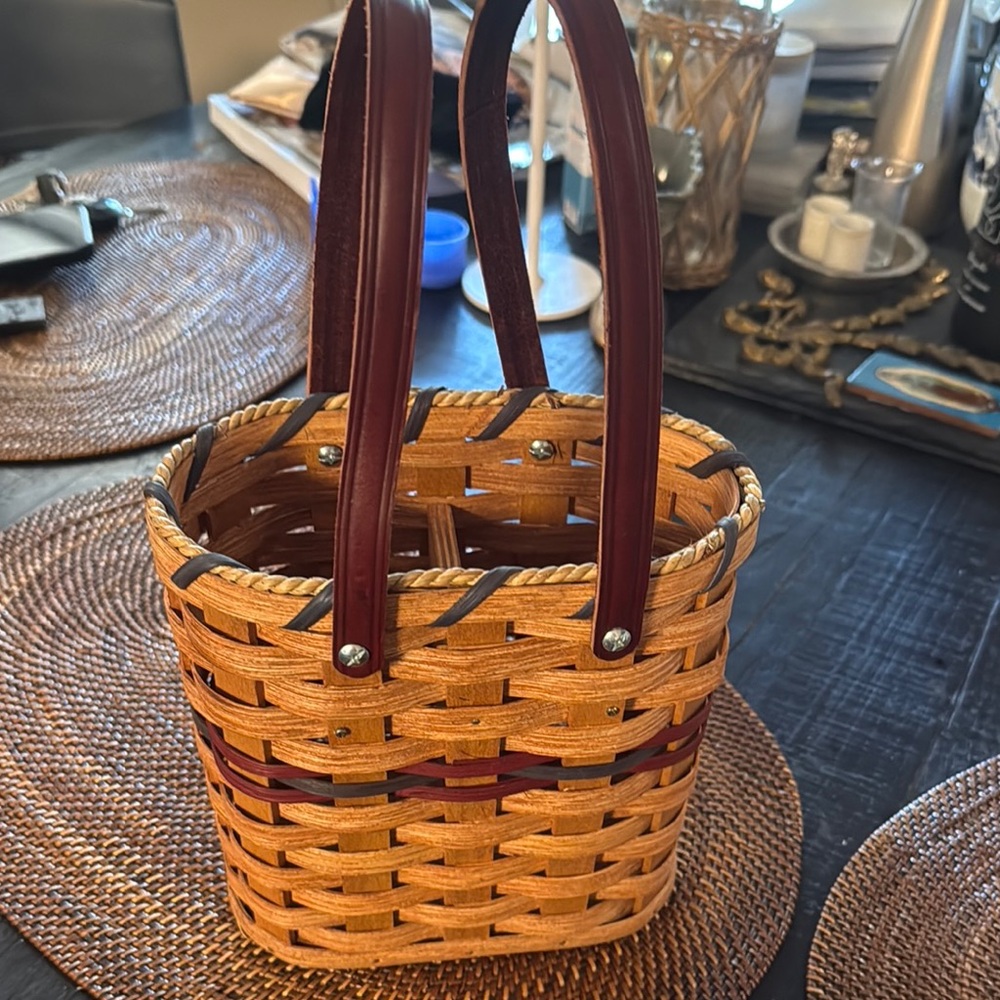 Handmade Amish Vintage Wicker Wine Tote Basket